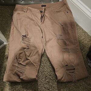Distressed Faded Pink Pants